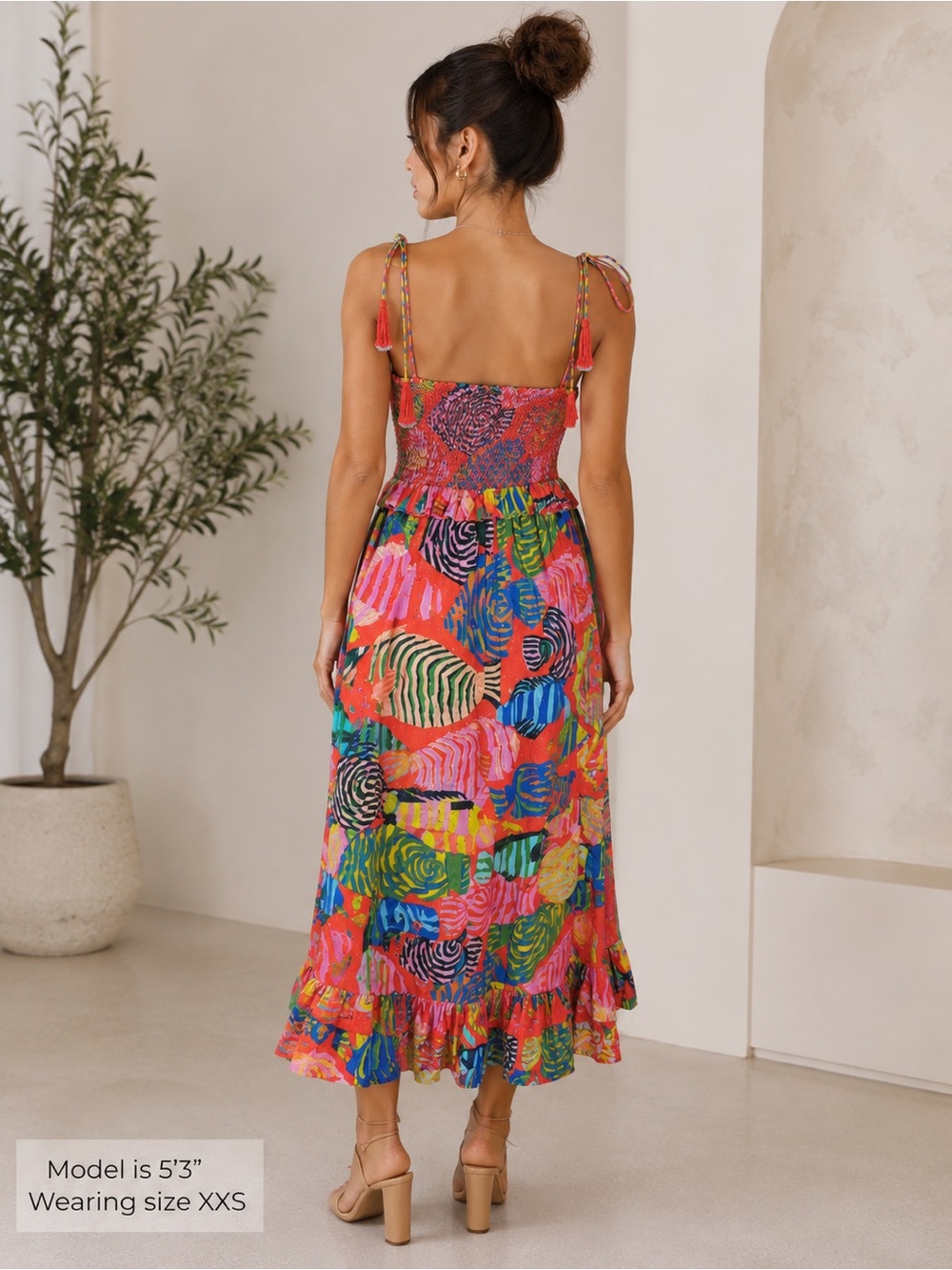 NWT Farm Rio Striped Fishes Red Midi Dress - Picture 2 of 7